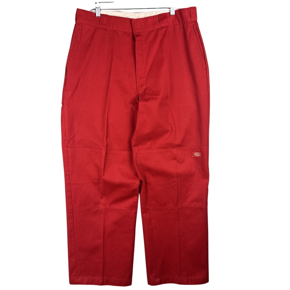 Vintage Dickies Pants Men 36x32 Red Double Knee Loose Fit Straight Leg 2000s Y2K